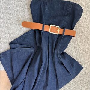 Zara Denim Strapless Dress with belt | Small